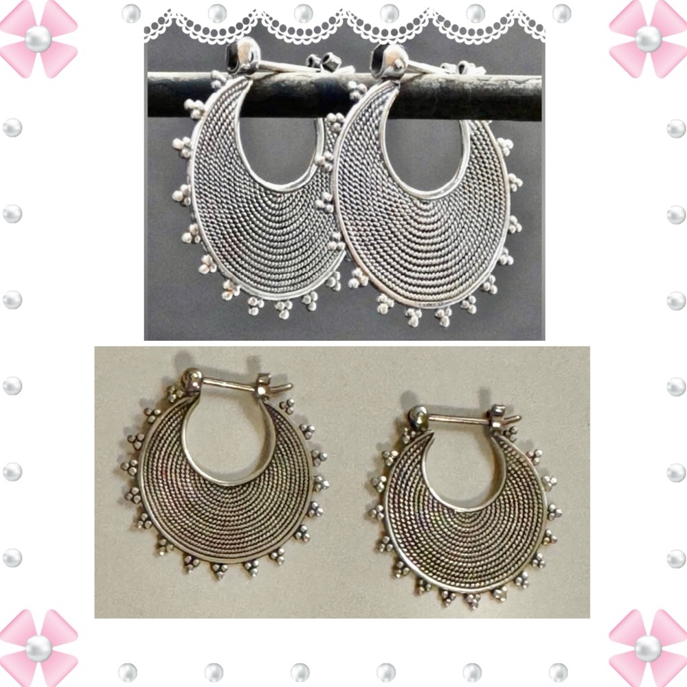 Earrings - sterling silver - circle - edgy - unique. Gently pre-loved -worn once - Picture 8 of 9